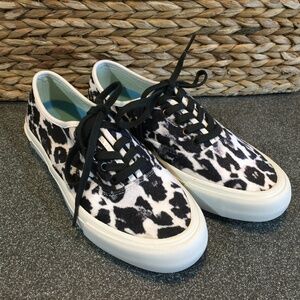 SeaVees Black and White Velvet Leopard Print Sneakers